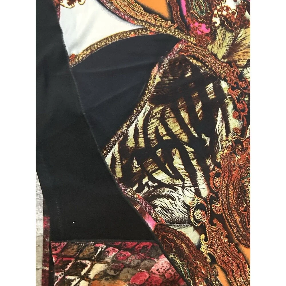 Eva Varro Floral Large Tunic Top Womens Black Thick Liquid Knit Witchy Artsy USA - Picture 6 of 13